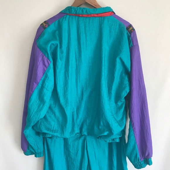 Vintage 90s matching Teal & Purple Track Suit Sz M - Picture 5 of 8